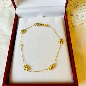 18k Gold Bears Bracelet Kids 7 Inch